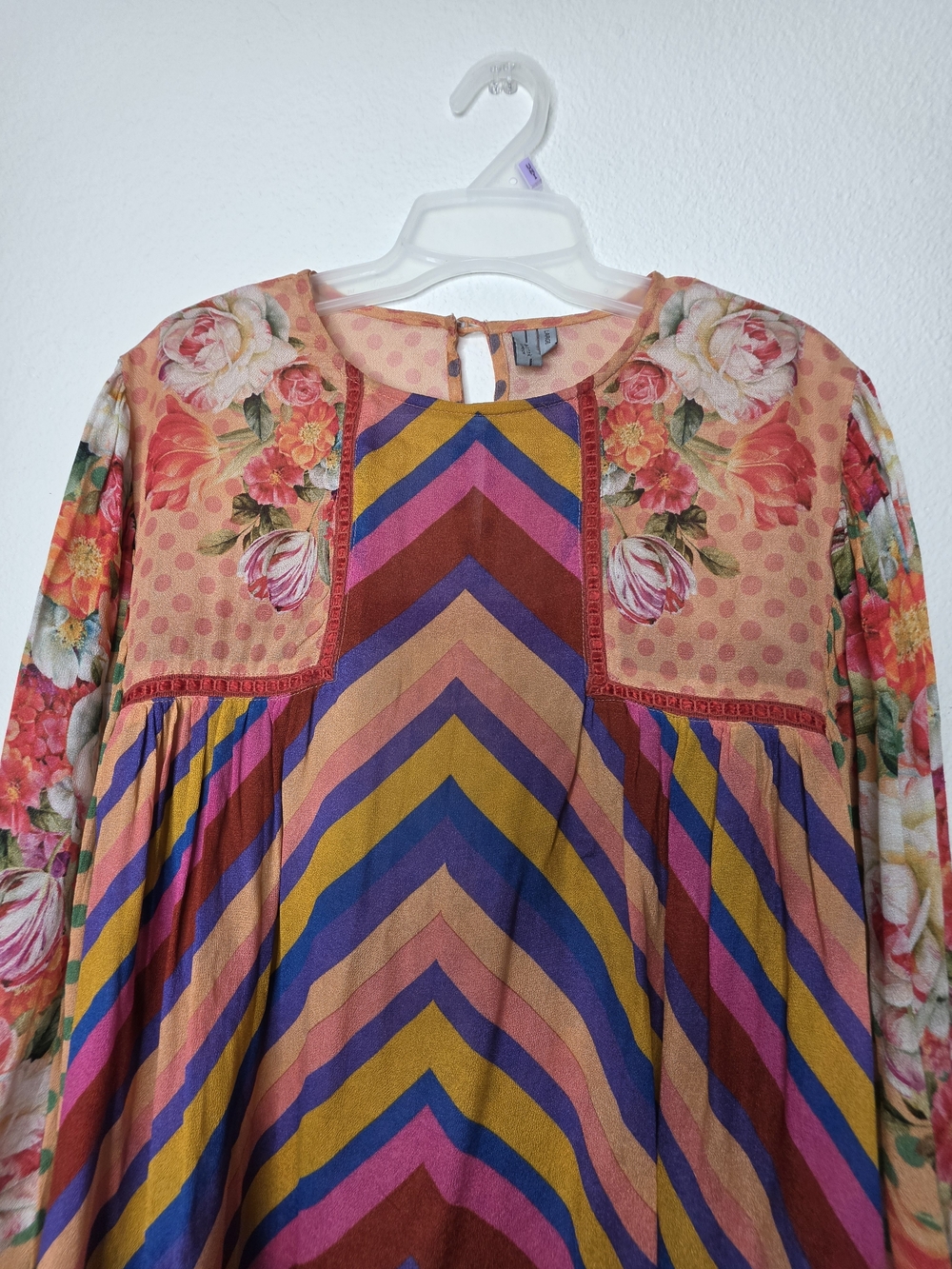 bl.nk by Anthropologie size L Multicolor Woven Floral boho Balloon Sleeve Blouse - Picture 4 of 14